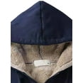thumbnail image 5 of Haite Women Long Sleeve Full Zip Outwear Casual Fuzzy Fleece Hoodies Holiday Hooded With Pockets Jacket Navy Blue 4XL, 5 of 7