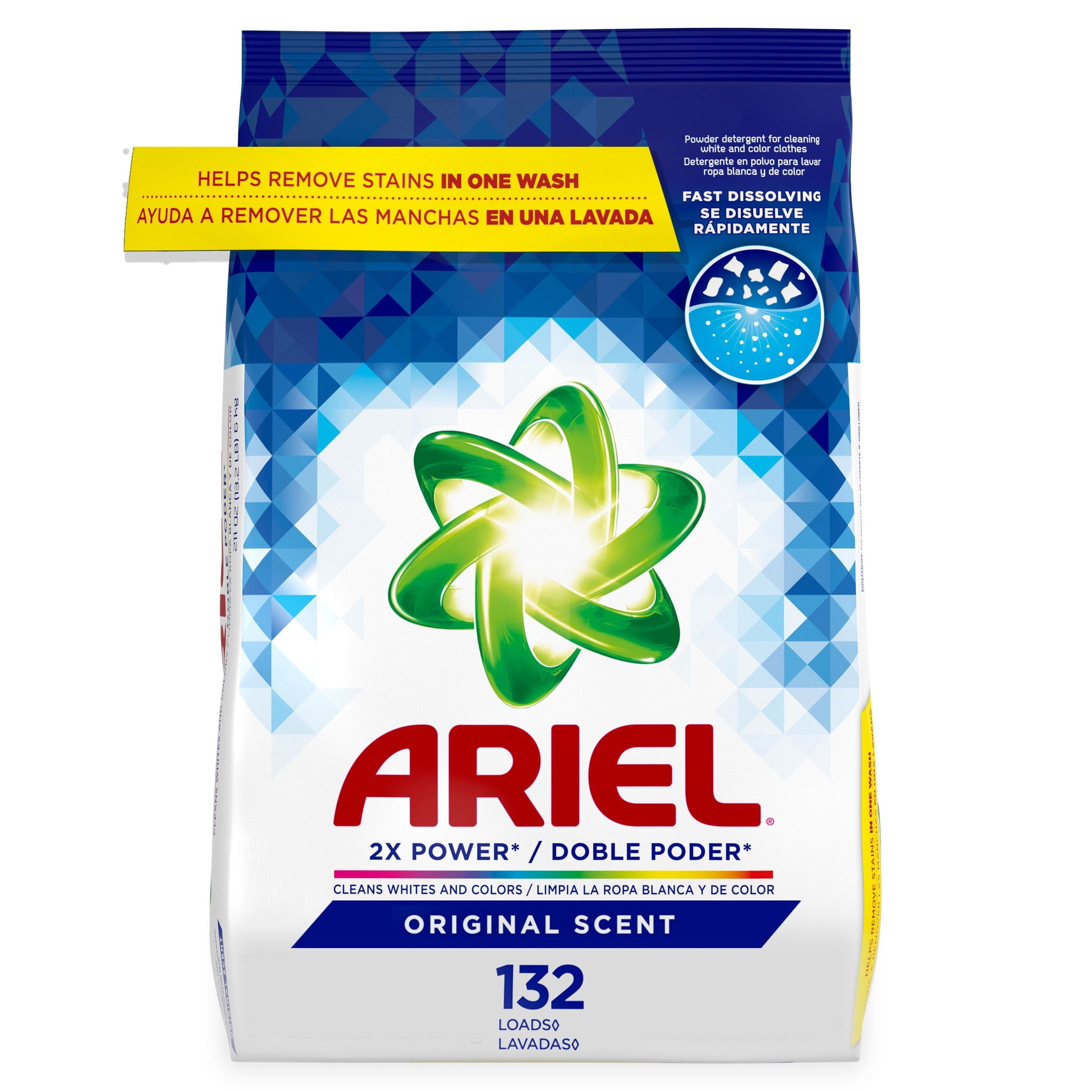 (4 pack) Ariel Laundry Detergent Powder, Original Scent, 211 oz, 132Loads