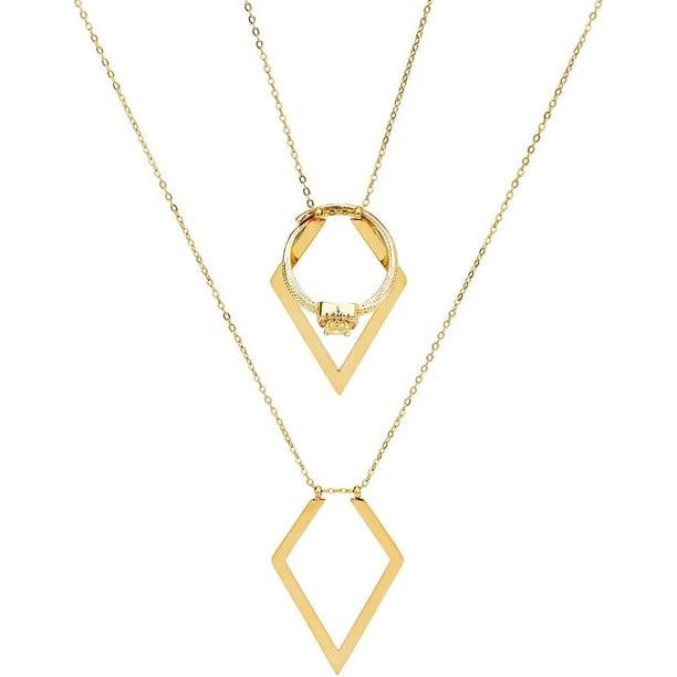 Collar con colgante de rombo para anillos, collar de acero inoxidable para bodas, para esposa, prometida, enfermera, regalo para mujer.