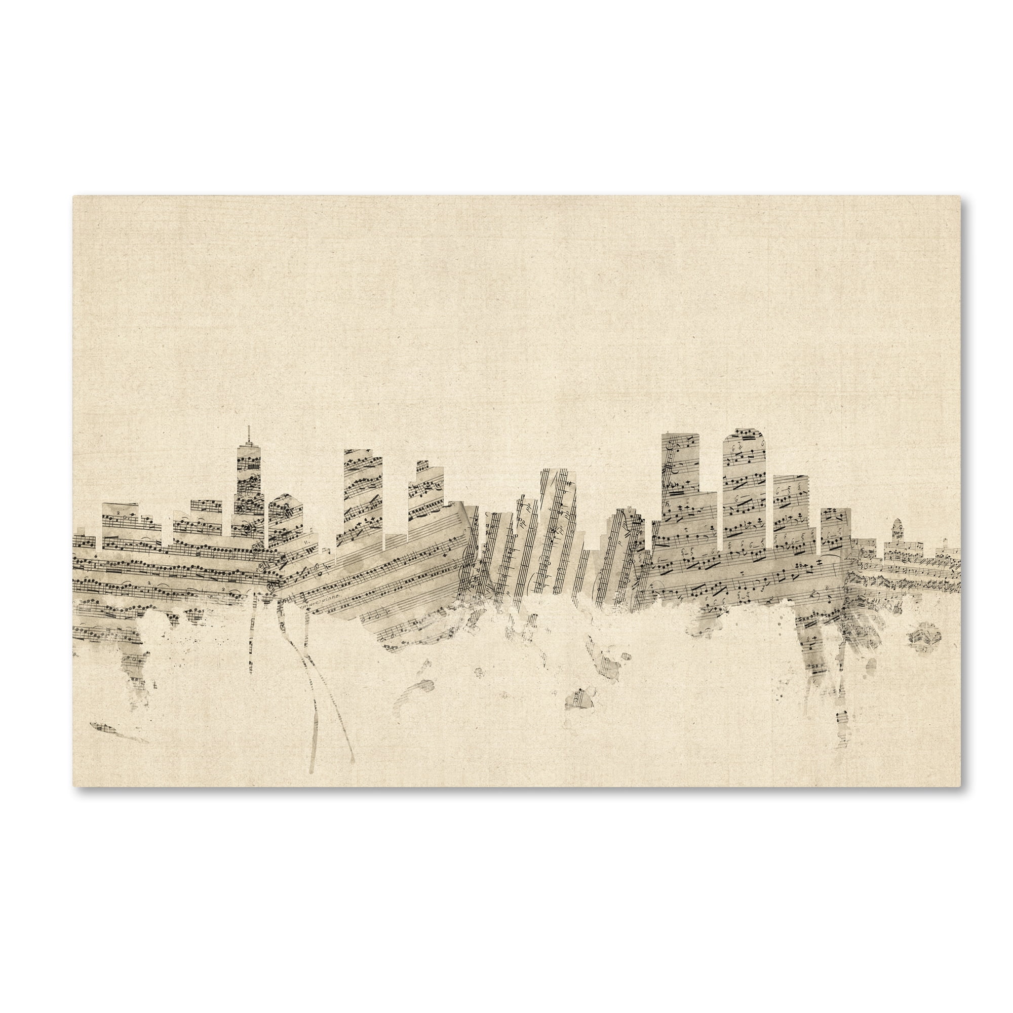 Trademark Fine Art "Denver Colorado Skyline Sheet Music" Canvas Art by Michael Tompsett