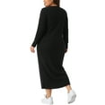 thumbnail image 3 of Agnes Orinda Plus Size Dress for Women V Neck Long Sleeve Ribbed Knit Button Down Bodycon Dresses 3X Black, 3 of 6