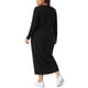 thumbnail image 3 of Vestido de talla grande Agnes Orinda para mujeres, con cuello en V, manga larga, de punto acanalado, con botones, vestido ajustado 3X negro, 3 of 6