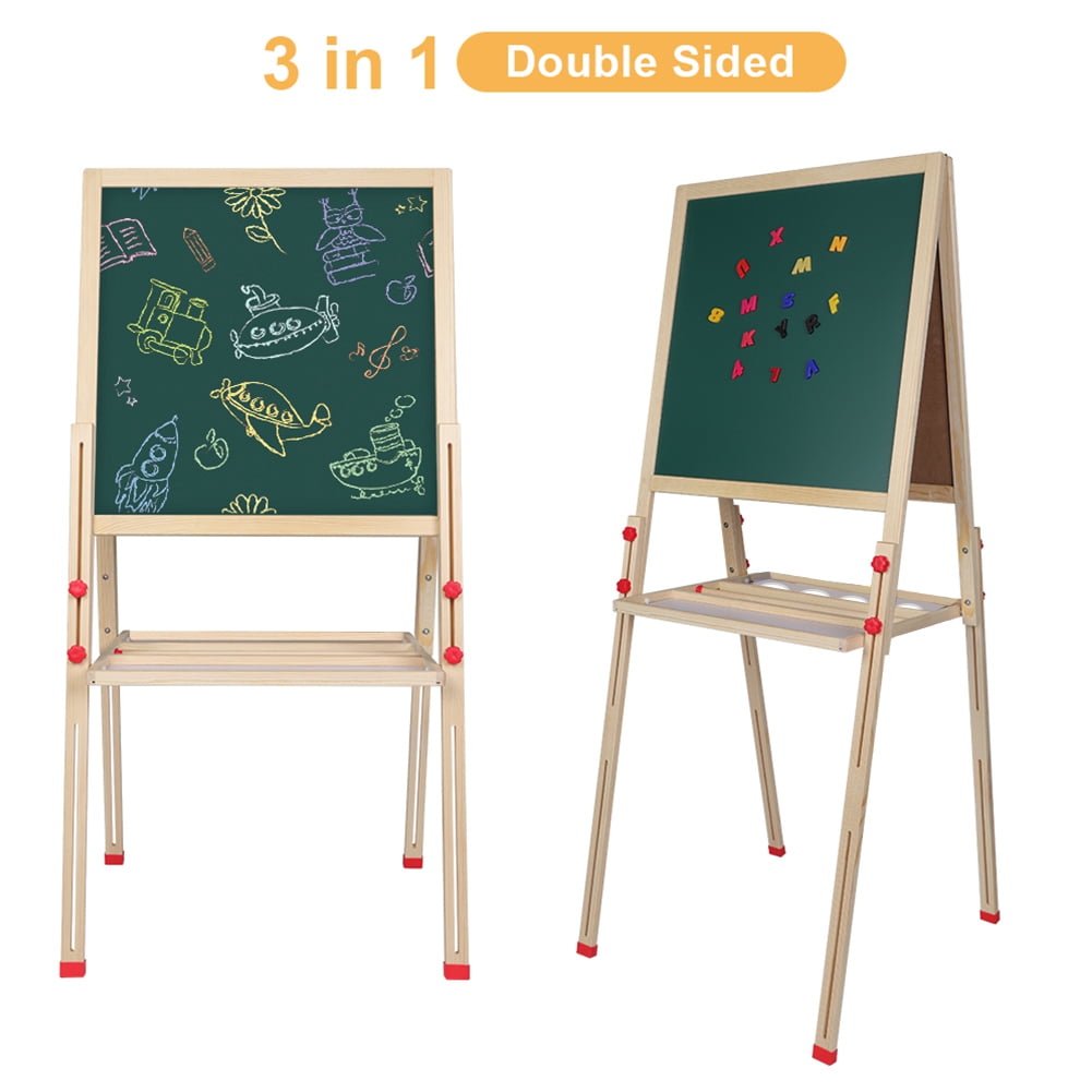 Magnetic Dry Erase and Paint Board with Chalk ToyThrill Kids Chalkboard Whiteboard Easel and Math Symbols and 84 Magnet Numbers 3 in 1 Reversible Chalk Eraser Letters