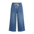 thumbnail image 4 of Women's Baggy Barrel Jeans Print Denim Ankle Pants Patchwork Wide Leg Style, 4 of 8