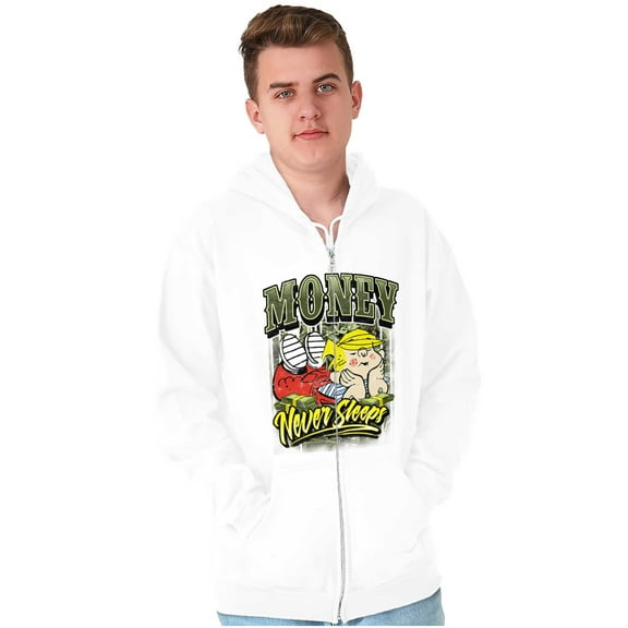 Dennis the Menace Money Never Sleeps Zip Hoodie Sweatshirt Men Brisco Brands S