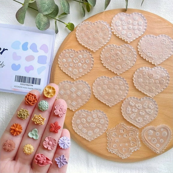 Polymer Clay Flower Mold Set - 12 pcs Reusable Silicone Molds for DIY Earrings & Jewelry Making