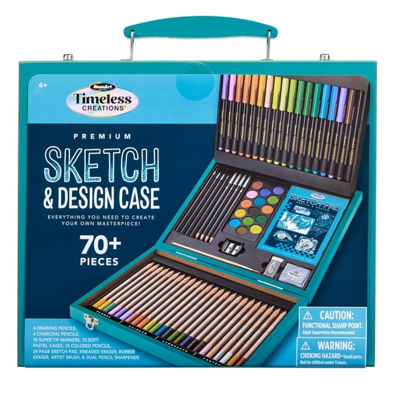 RoseArt Timeless Creations Premium Sketch & Design Art Case, 70 Piece Drawing Set, Ages 6 & Up