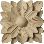 3 1/2"W x 3 1/2"H x 1/2"P Springtime Square Rosette, Rubberwood
