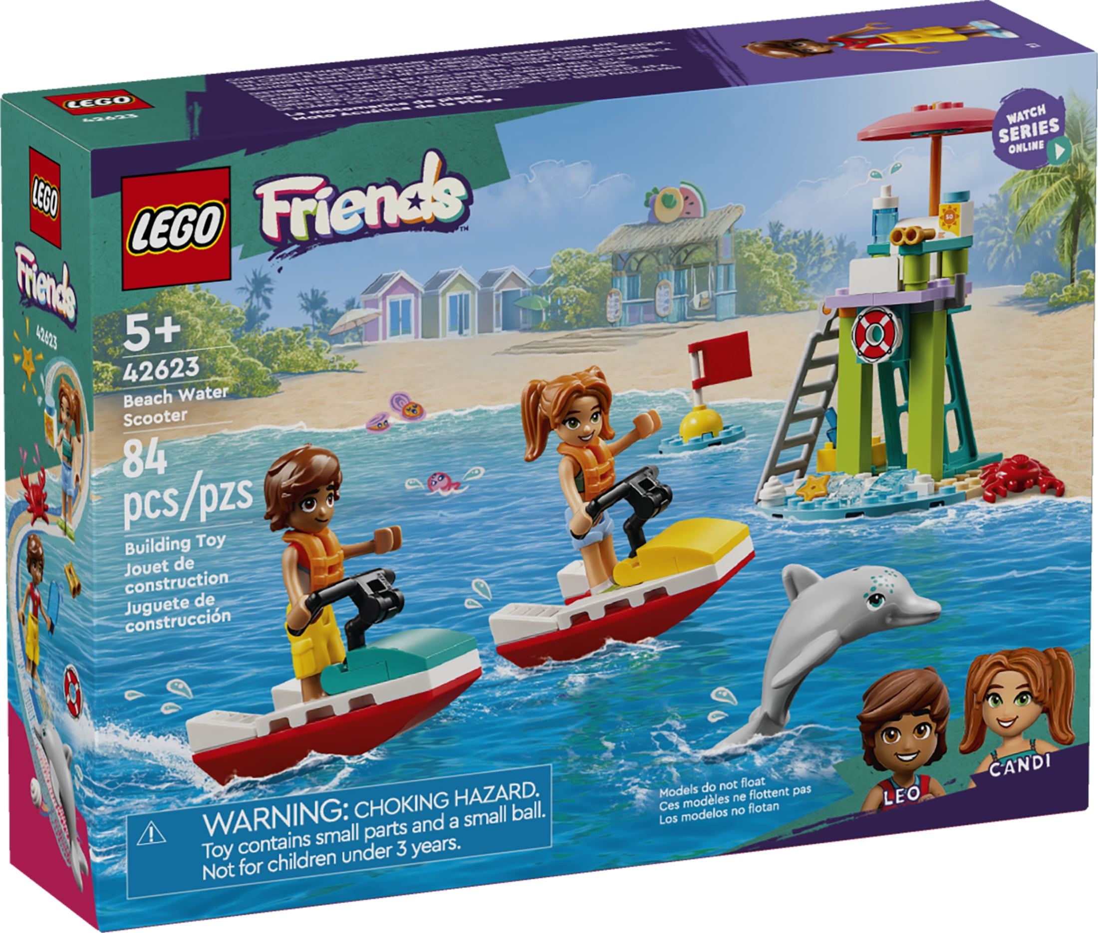 LEGO Friends Beach Water Scooter, Lifeguard Toy Building Set for Kids, Beach Toy Gift Idea for Girls and Boys Ages 5 Years and Up with 2 Mini Dolls and a Dolphin Toy Figure, 42623