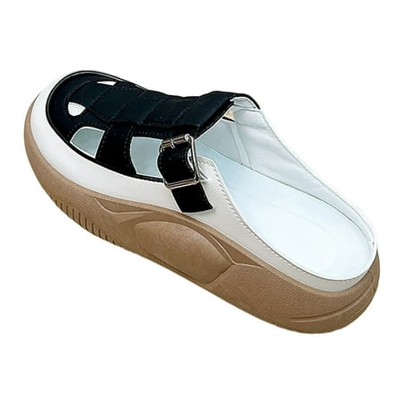 

2023 Summer New Half Slippers Women s Outwear Shoes Casual Step On Lazy Little White Shoes