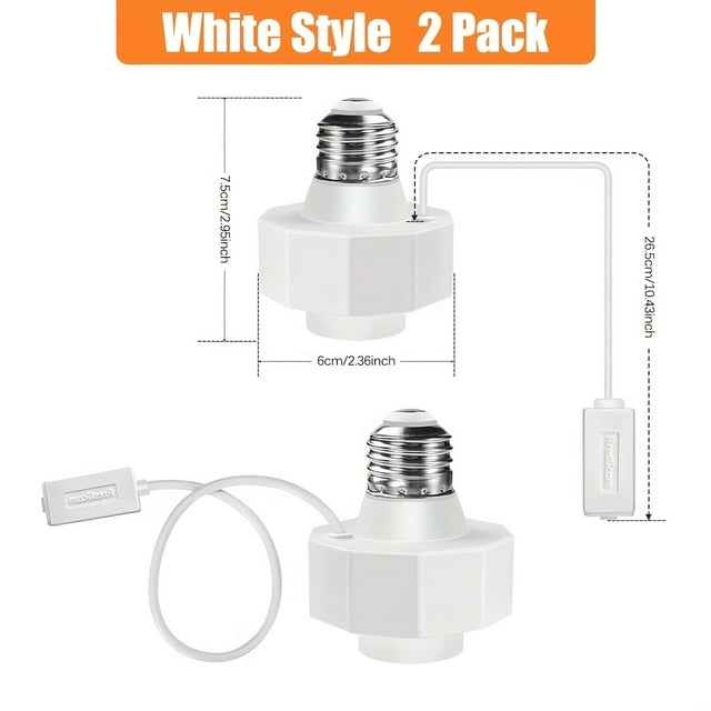 HLONK 2Pack Light Socket Outlet Adapter with USB Port Light Socket for Use with Smart Bulbs Bulb Socket Extender Compatible with Wyze Cam v3 Mini LED Light Strips 5V 1.5A