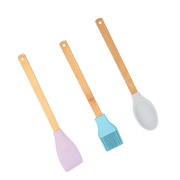 PAMINGONO 3Pcs Baking Tools Set Heat Resistant Silicone Spatula Spoon Brush Kitchen Utensil For Baking Cooking