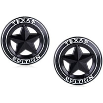 Muzzys (SET OF 2) Texas Edition Star BLACK/WHITE Round 3" Shield Emblem Universal StickOn FITS Tundra, Tacoma, F150, Silverado, Titan, Hood, Door, Tailgate, Grille, Fender, etc