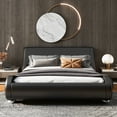 thumbnail image 2 of Allewie Full Size Platform Bed Frame with Curved Adjustable Headboard, Faux Leather Upholstered Style, 10'' Mattress Recommended, Black, 2 of 8