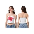 thumbnail image 2 of Raccmtaty Women Crop Tube Tops Floral Print Strapless Tops Tank Tops Summer Backless Bandeau Shirts, 2 of 7