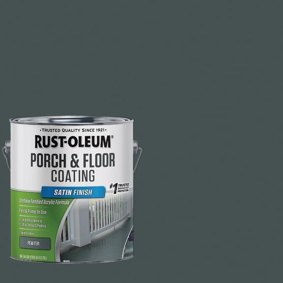 Rust-Oleum 320418 Porch &, Floor Coating, Satin, Pewter, 1-Gallon — Residential Use, Standard Application