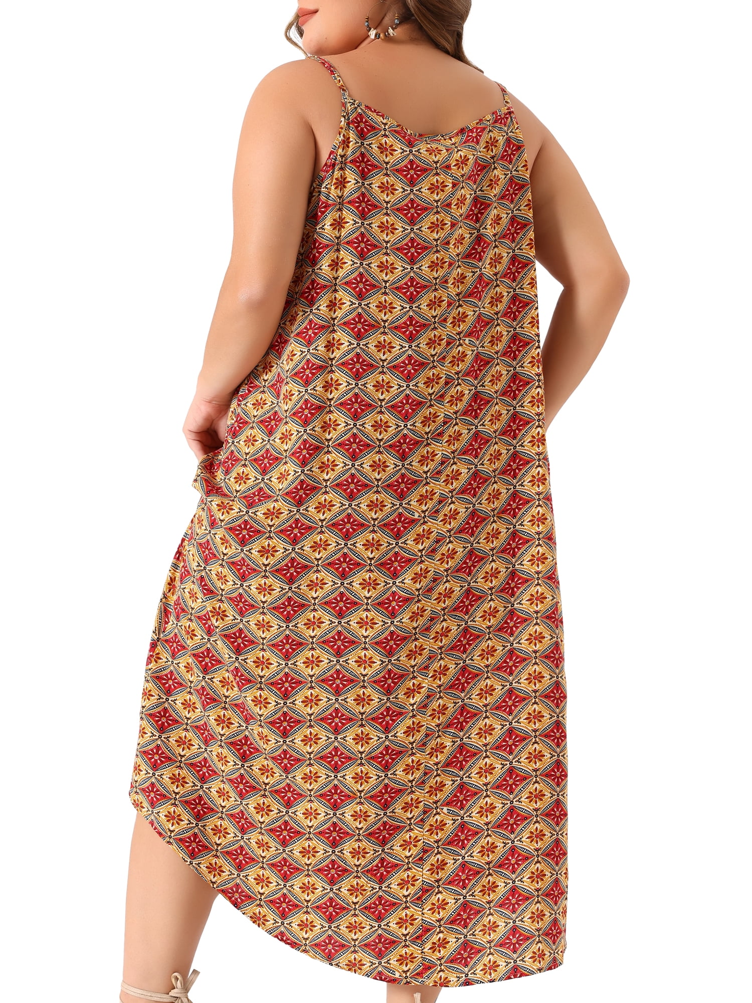 DARING DIVA Plus Women's Size Bohemian Spaghetti Straps Long Dress 3X Red