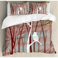 thumbnail image 3 of Forest Duvet Cover Set Twin Size, Modern Artistic Illustration of Bird on Leafless Branch Winter Trees Wildlife Print, Decorative 2 Piece Bedding Set with 1 Pillow Sham, Multicolor, by Ambesonne, 3 of 3