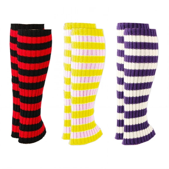 TELOLY 2026 New 3Pairs Leg Warmers for Women Winter Bright Neon Colors Leg Warmers for Girls Fall and Winter Use Leg Warmers for Dance Exercise Casual Style3 50Cm