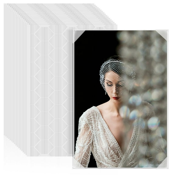 KALLORY Photo Corner Stickers Clear PVC Adhesive for Picture Mounting Scrapbook and Album Use