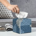 thumbnail image 6 of Picia Cozy Knitted Blue Chevron Pattern Tissue Box Cover,PVC Leather Square Holder,Tissue Box Holder with Magnetic Bottom,Facial Paper Organizer Dispenser-5.2"X5.2"X5.2", 6 of 8