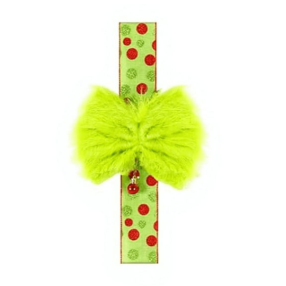 Christmas Cabinet Decor - Long Faux Fur Bow Ribbon with Polka Dots, Festive Ribbon Bow Decor for Kitchen Cabinets, Shelves & Drawers, Perfect Home Cabinet Trimming & Christmas Decor, 78.74*2.36in, A
