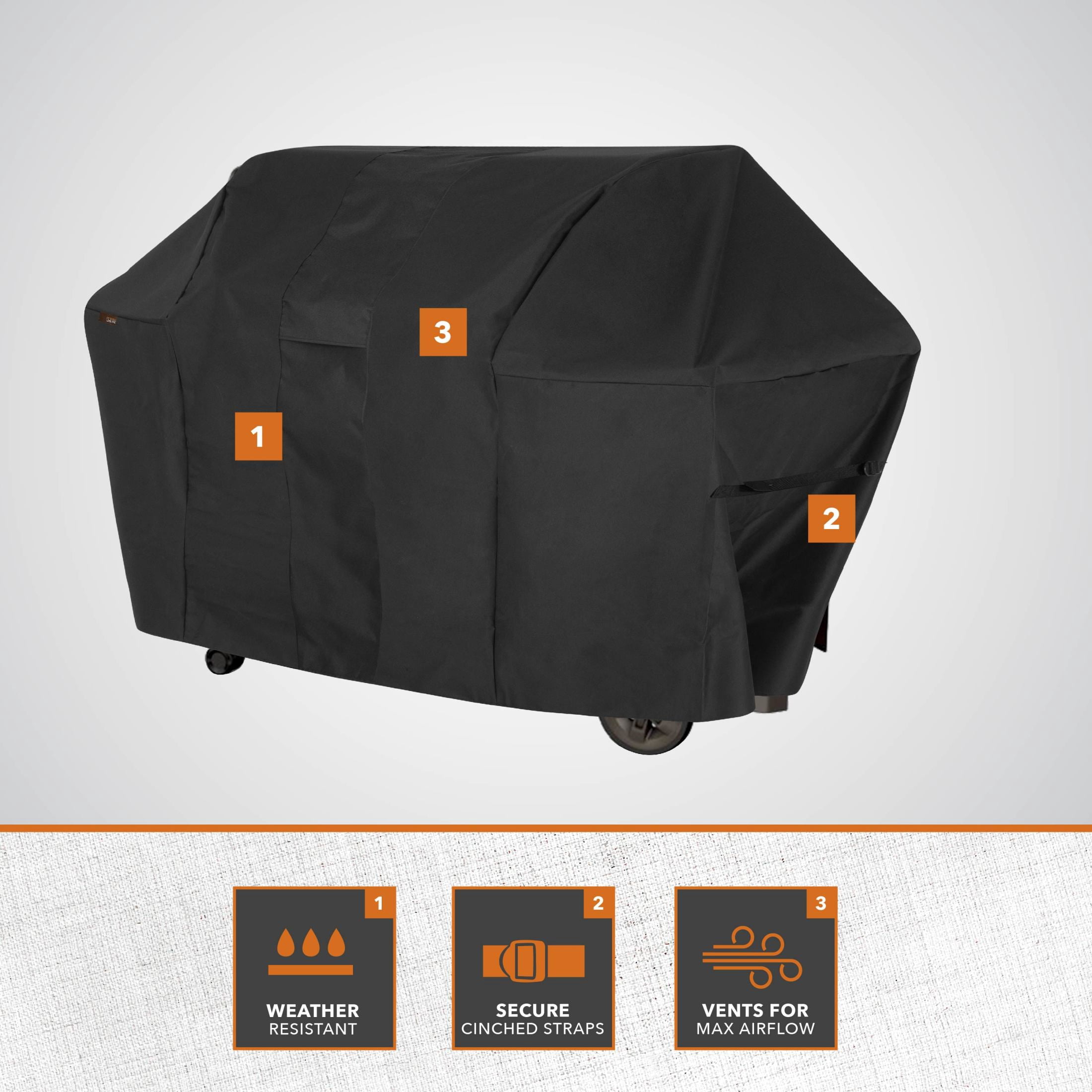 Modern Leisure Monterey 73 in. Outdoor Patio Grill Cover, 73"L x 25"W x 44.5"H, Black