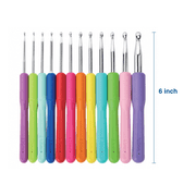 Hello Hobby Ergonomic Crochet Hooks, Sizes B-N, 12-Piece Set