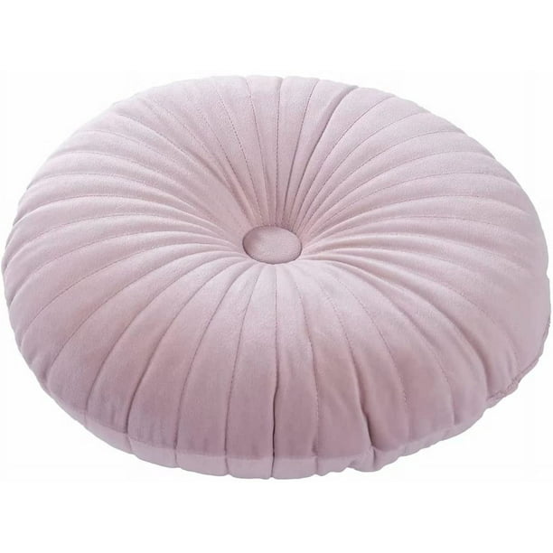 Zhuge Cojín redondo de terciopelo para sofá, pequeño cojín decorativo de color liso para sala de estar, cama, suelo, 13,7", rosa