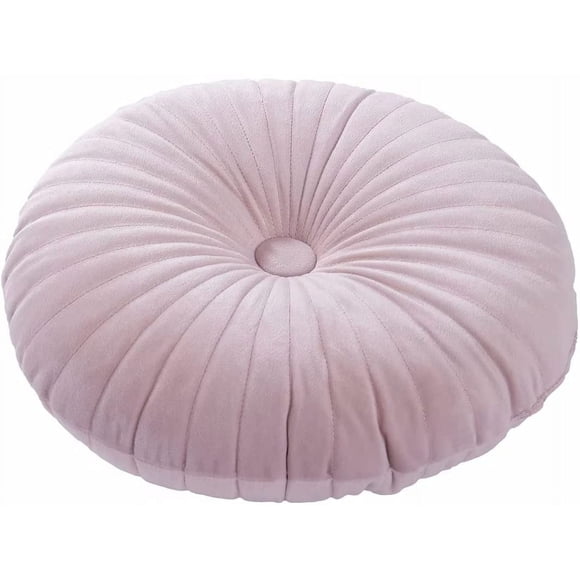 Zhuge Round Pillow Cushion for Couch Velvet Decorative Small Throw Pillow Solid Color for Living Room Bed Floor 13.7”, Pink
