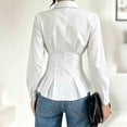 thumbnail image 7 of Hurxie Waist Tops for Women Wrap Top Fitted Button Down Shirt Wrap Top Long Sleeve Blouse Casual Outfits, 7 of 7