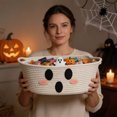 thumbnail image 5 of Halloween Ghost Storage Basket, Cotton Rope Candy Bin for Spooky Treats & Handheld Festive Storage, 5 of 9