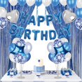 thumbnail image 2 of Decoración de fiesta de cumpleaños, globos de látex, pancarta de globos de feliz cumpleaños con 2 cortinas con flecos de aluminio, 2 of 5