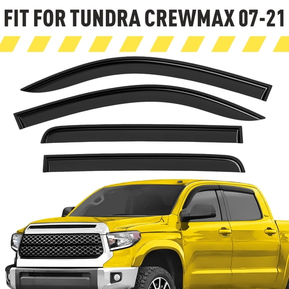 AEROGUYS Extra Durable Window Deflectors Tape-On Window Visors Rain Guards Fit for Toyota Tundra 2007-2021 CrewMax , Sun Visors, Wind Vent for Shades, Exterior Car Accessories - 4 pcs. AG0914