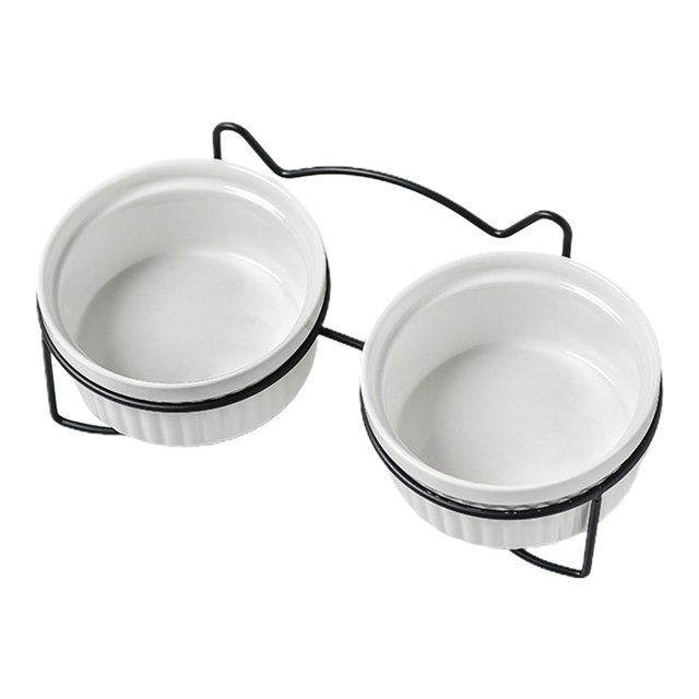 Cuencos para gatos, juego de cuencos de cerámica para comida y agua para cachorros, cuencos para mascotas en interiores con soporte
