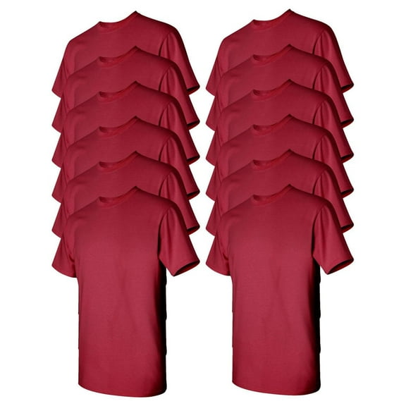 Gildan Mens Heavy Cotton T-Shirt , L, Cardinal (Pack of 12) 12 Cardinal