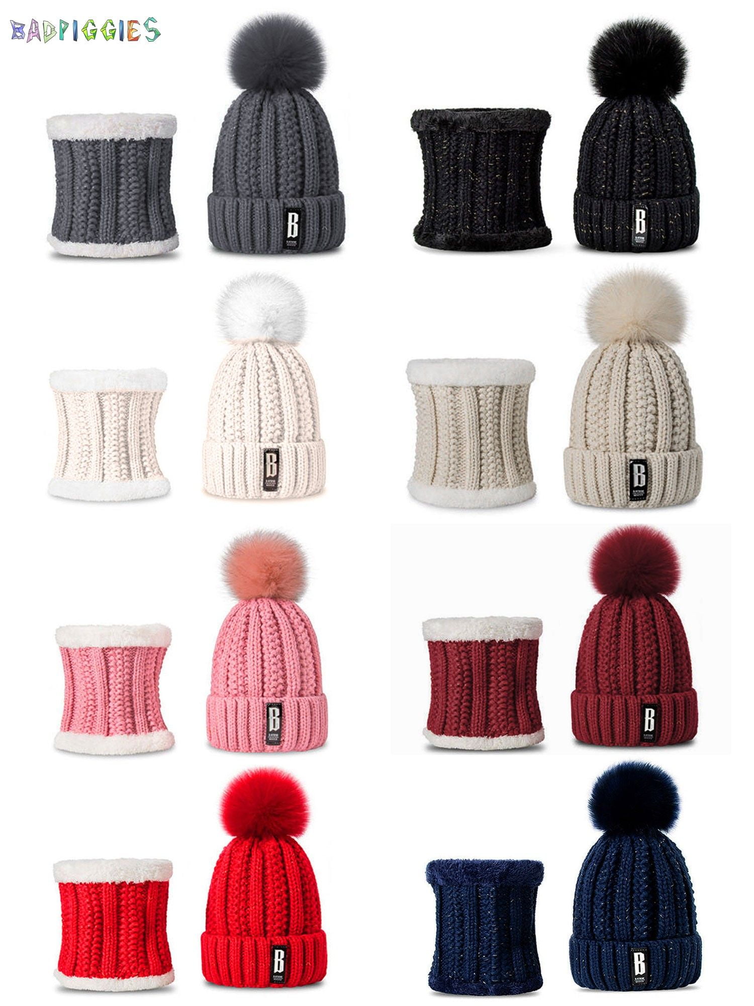 POLG 2 Pieces Winter Hat Beanie Scarf Set Warm Plush Hat Thick K 並行輸入品 Deago 2-Pieces Winter Beanie Hat Scarf Set Warm Fleece Lined Knit