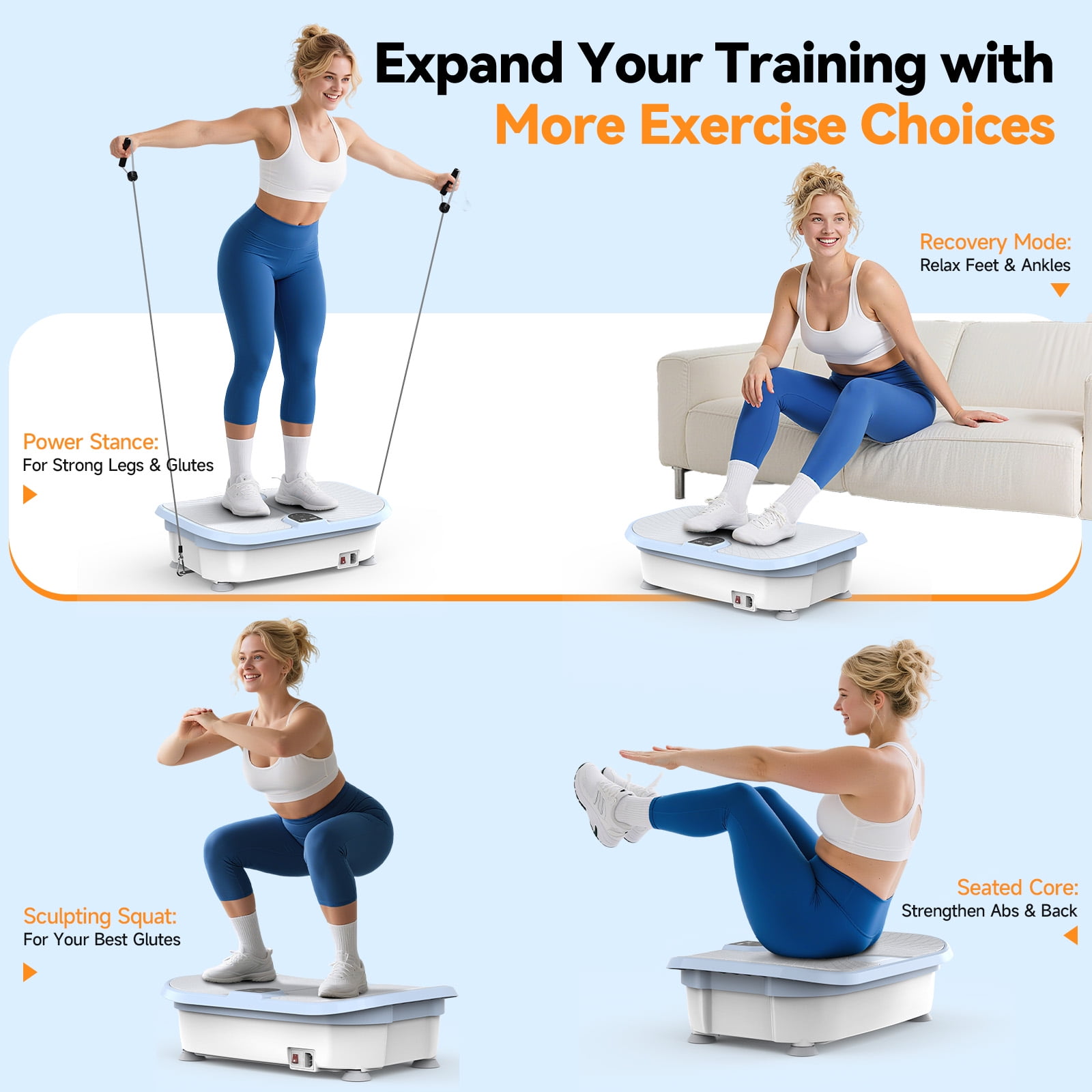 UPGO Vibration Platform Machine, full Body Workout Vibration Fitness Platform, 400 lbs Weight Capacity, Multiple Exercise Modes, Includes Resistance Bands and Remote Control.