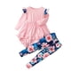 thumbnail image 1 of Gibobby Conjunto de 2 uds de vestido para bebé Conjunto de pantalones de flores para bebés y niños pequeños, camiseta de manga larga con volantes(Rosa, 3-4 Años), 1 of 5