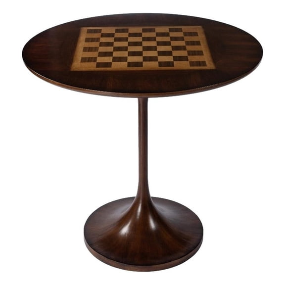 Beaumont Lane Mid-Century 30" Round Wood Game Table in Medium Brown