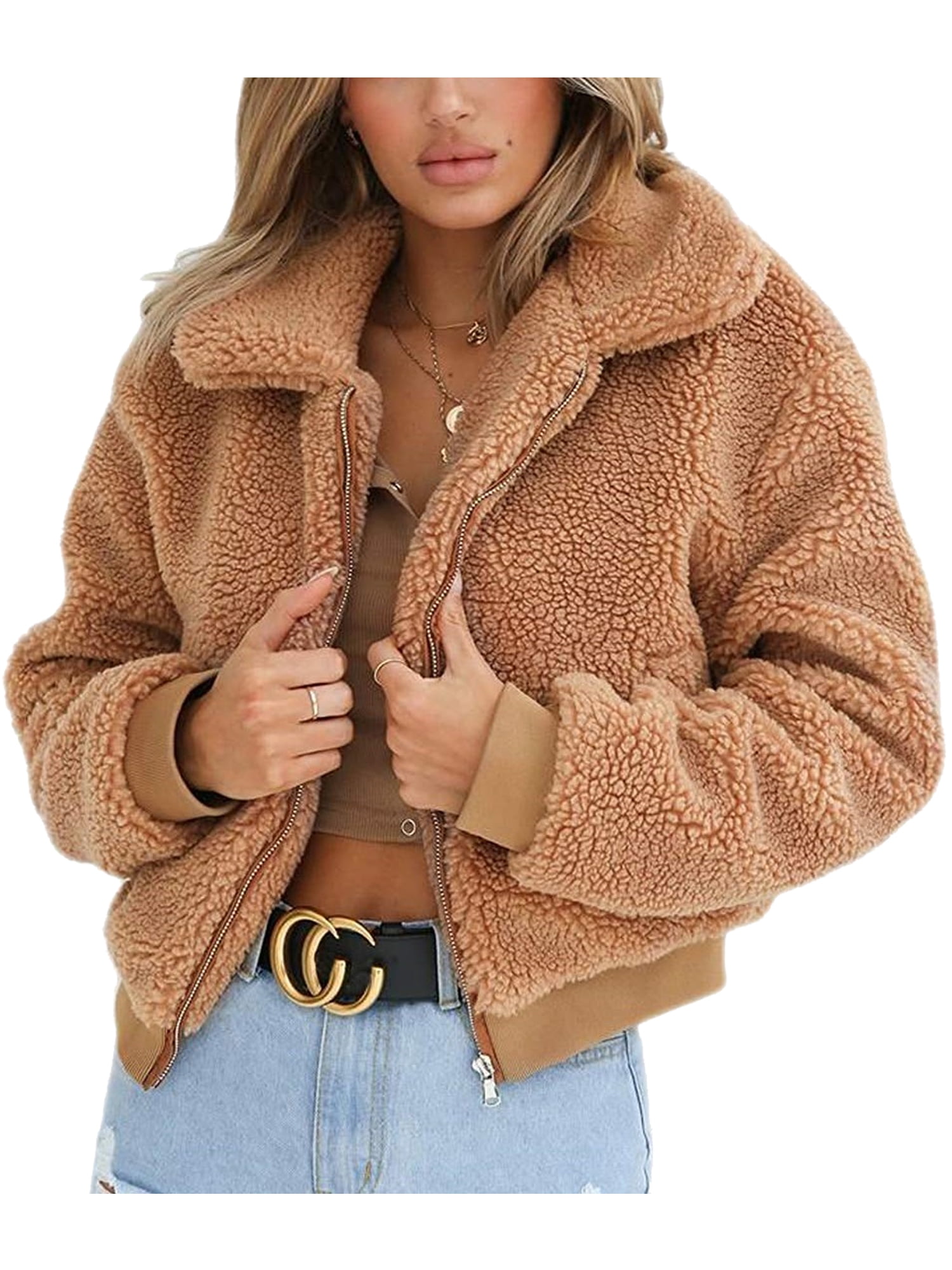 cropped teddy fleece