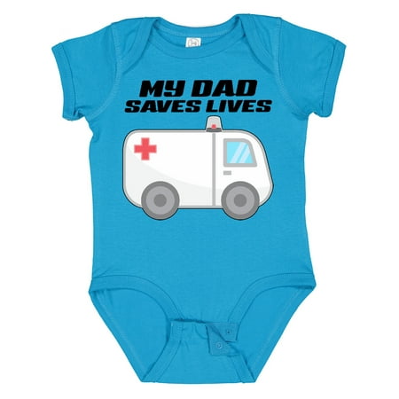 

Inktastic My Dad Saves Lives- Ambulance Gift Baby Boy or Baby Girl Bodysuit