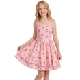 thumbnail image 4 of IBTOM CASTLE Teen Girls Floral Spaghetti Strap Sundress Party Dress | Adjustable Bow V Neck Ruffle Summer Dress, Tween Girls Graduation Dance Dress,Teens Birthday Holiday Dresses Pink-floral, 4 of 7