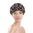 thumbnail image 2 of Retro floral pattern Shower Cap, Double Layers Shower Cap Rreusable Waterproof, Elastic Bathing Hair Hat for Women, Washable Hair Cap for All Hair Lengths, 2 of 5