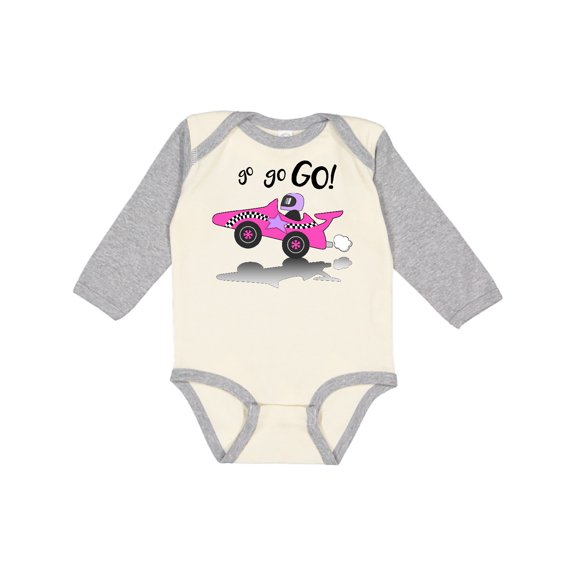 Inktastic Go Go Go Pink Racing Car Boys or Girls Long Sleeve Baby Bodysuit