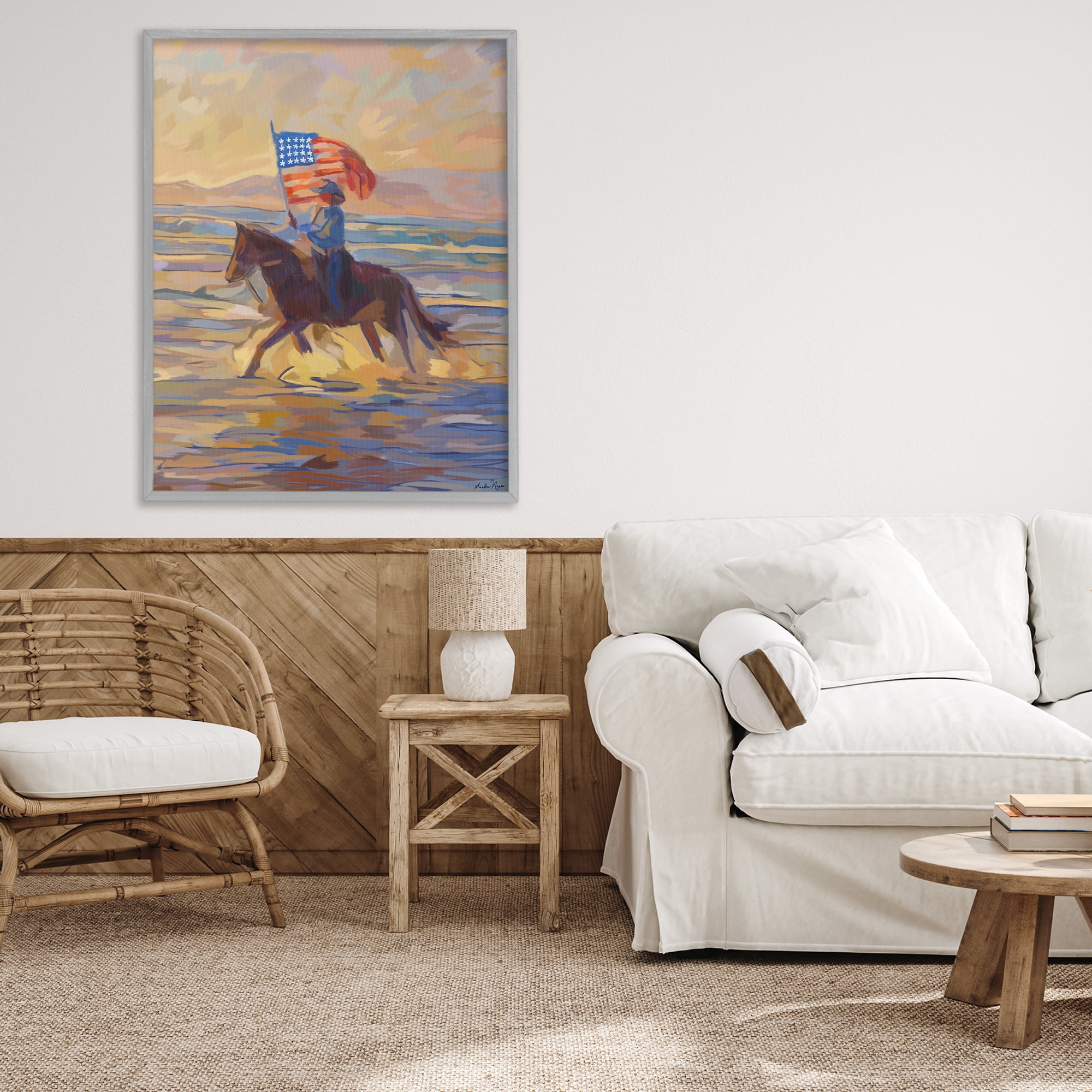 Stupell Industries American Cowgirl Abstraction Gray Framed Giclee Art, design by Amelia Noyes
