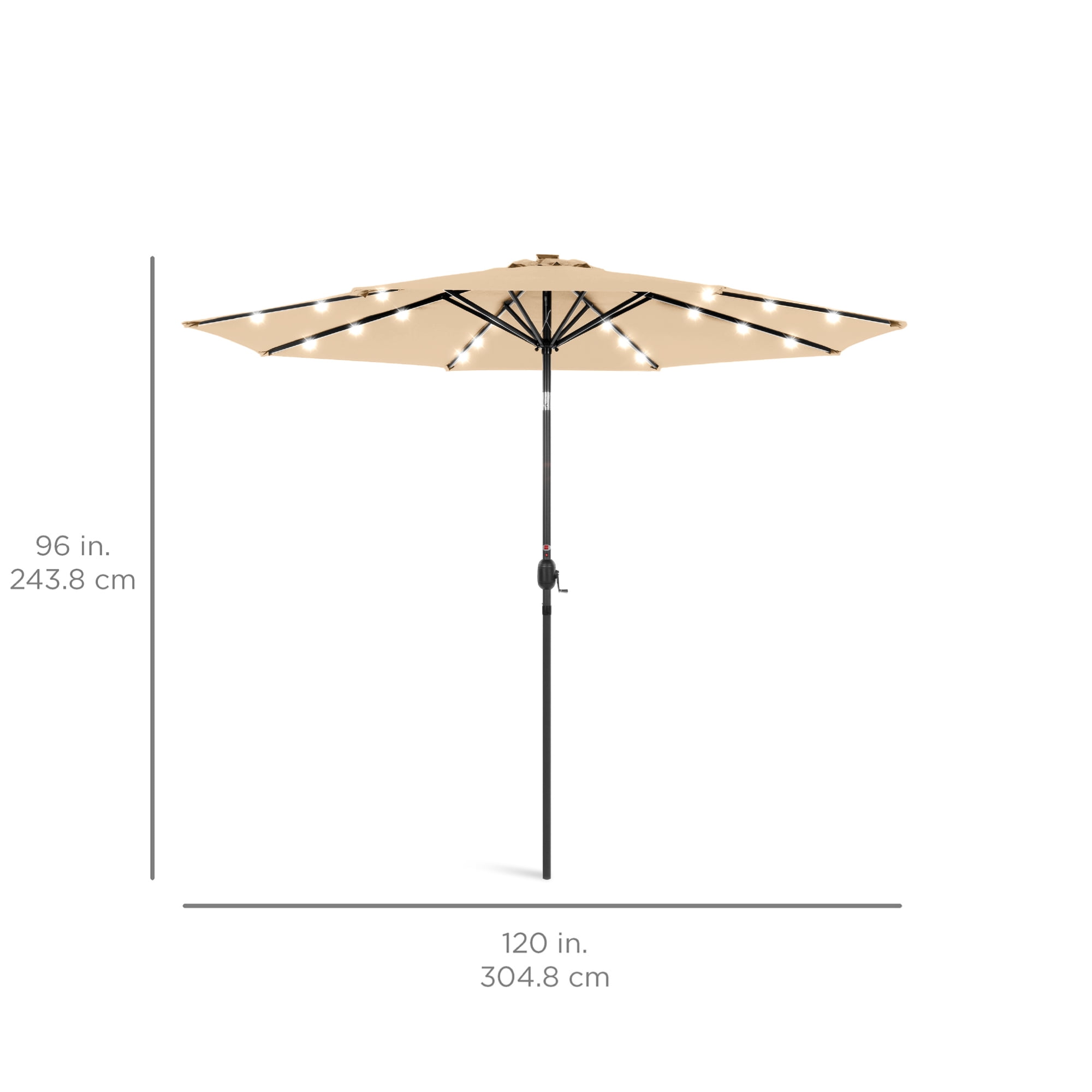 Best Choice Products 10ft Solar LED Lighted Patio Umbrella w/ Tilt Adjustment, UV-Resistant Fabric - Sand