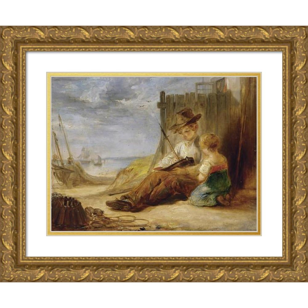Alexander George Fraser 18x15 Gold Ornate Wood Frame and Double Matted Museum Art Print Titled - The Model Boat (1839)