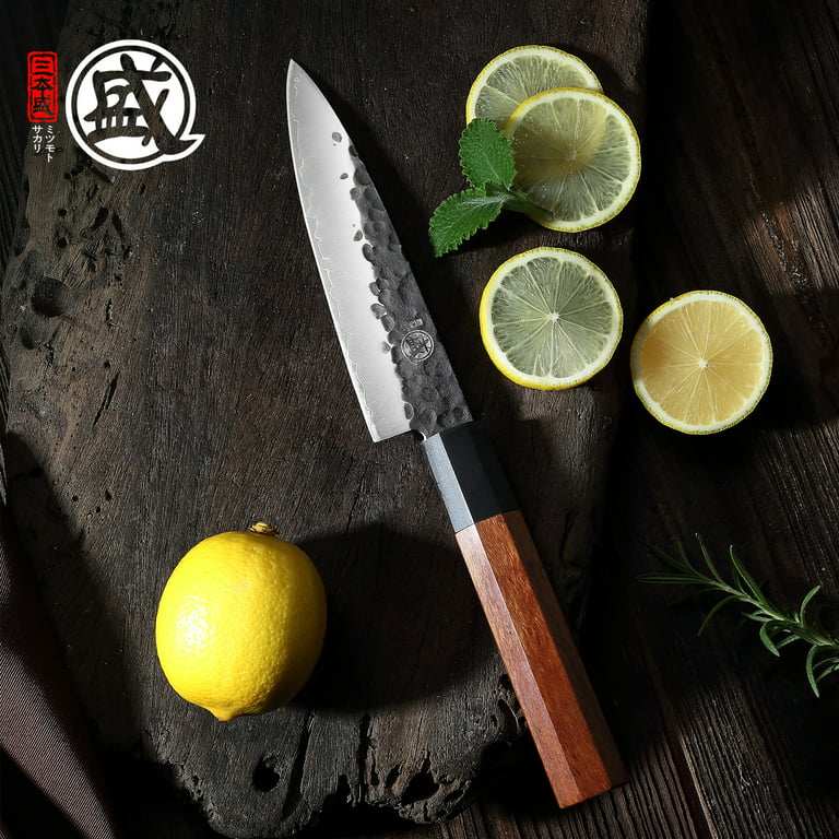 MITSUMOTO SAKARI 9 inch Japanese Kiritsuke Chef Knife, High Carbon  Stainless Steel Kitchen Knife 