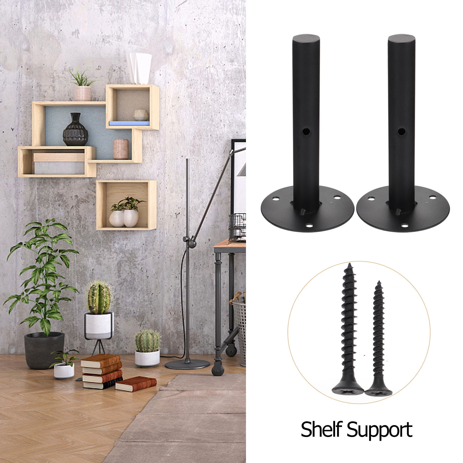 Raindrops 4-Pack Vintage Iron Shelf Brackets Wall Mounted Heavy Duty Shelving Supports for Home Decor